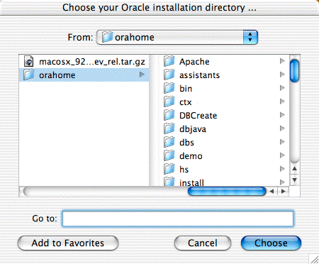 Choose Oracle Directory dialog