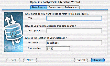 PostgreSQL Data Source tab