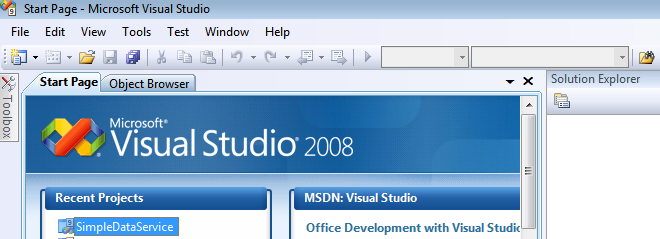 Visual Studio 2008 SP1 IDE.