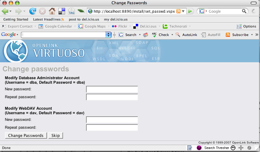 Change passwords