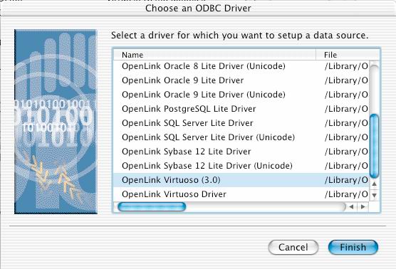 ODBC Administrator - Choose Virtuoso Driver