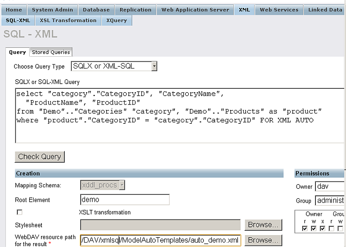 SQL to XML using FOR XML AUTO mode