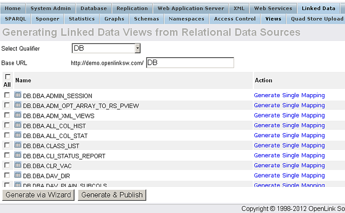 Generating Transient and/or Persistent Linked Data Views