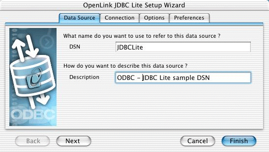 ODBC-JDBC Lite Bridge Data Source tab