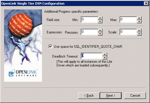 Additional Progress-specific parameters tab