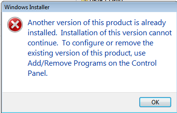 Installer message