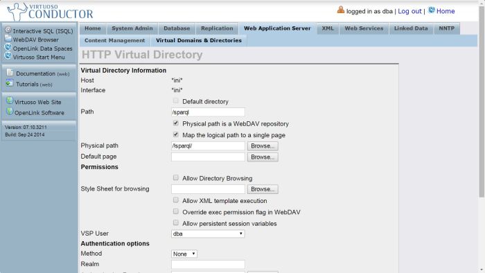Configure SPARQL Endpoint: set /sparql virtual directory
