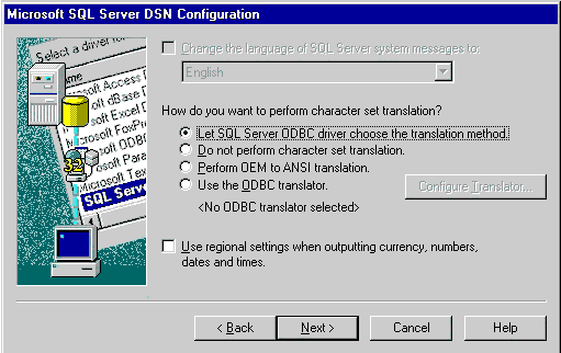 MS SQL Server DSN Configuration