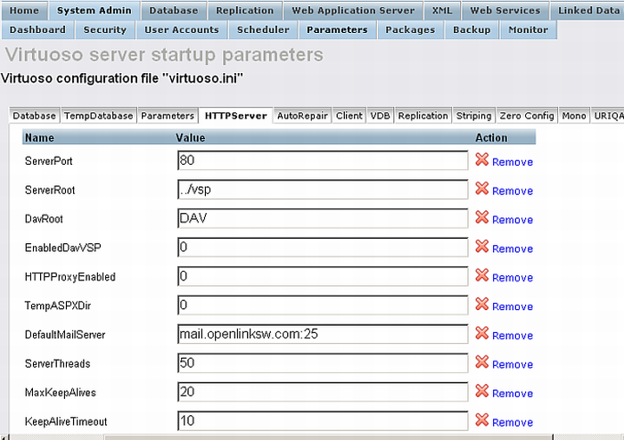 Virtuoso (virtuoso.ini) Configuration File Editor