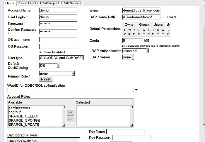 Assign SPARQL Role to SQL User