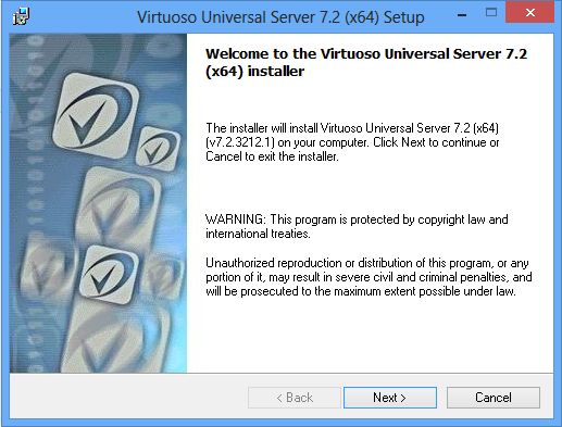 Installing the Virtuoso Universal Server on Windows -- Run the Virtuoso Installer