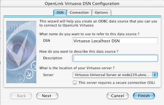 ODBC Administrator - Configure Virtuoso DSN
