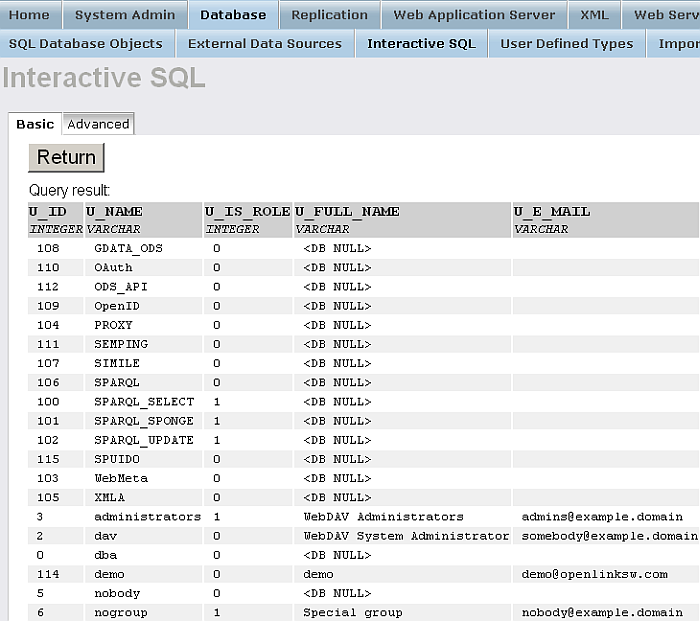 Virtuoso Conductor - SQL Results