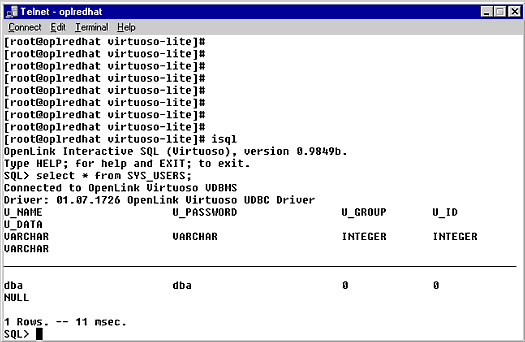 ISQL in Telnet