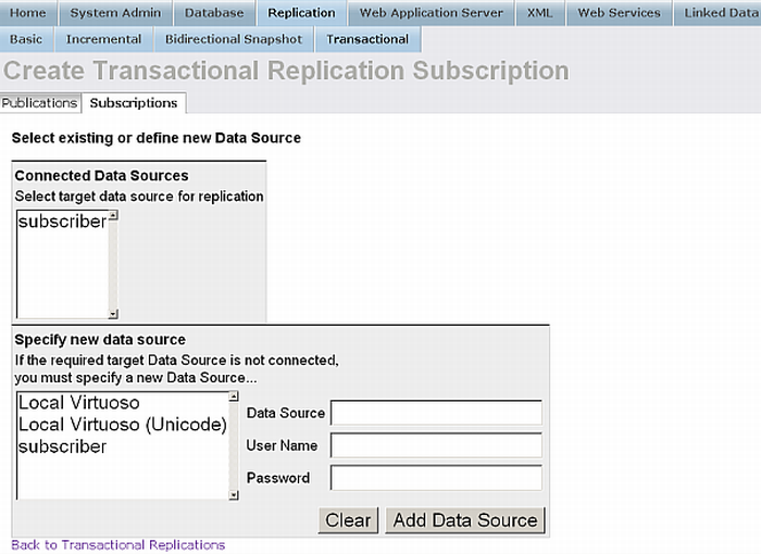 Transaction Replication - Subscription