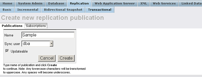 Transaction Replication - New Publication