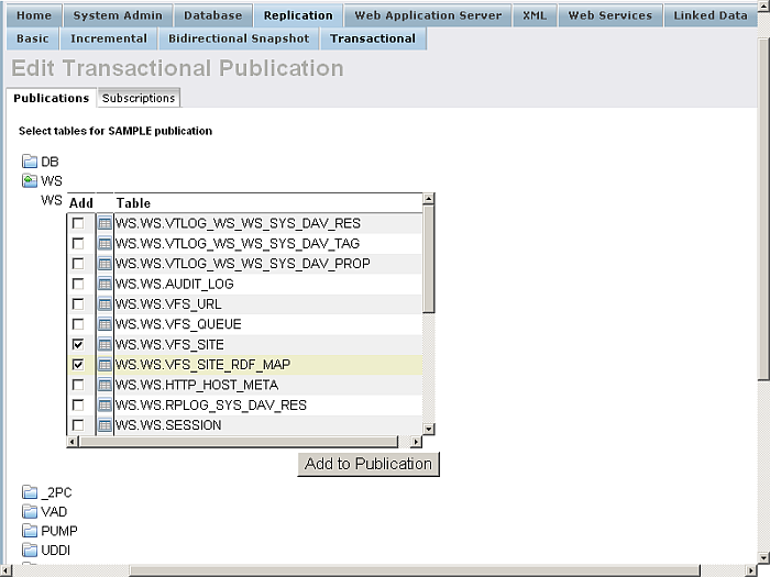 Transaction Replication - Publish Tables and Procedures