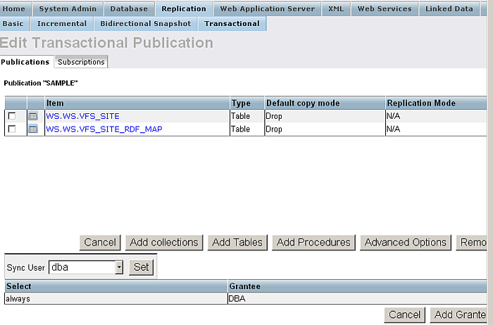 Transaction Replication - Published Items