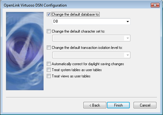 Virtuoso ODBC Driver Setup Dialogue for Windows